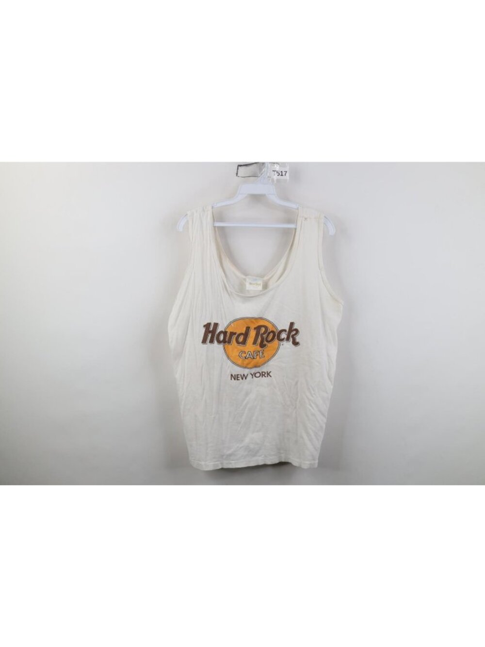Vtg 90s Hard Rock Cafe New York Mens Large Thrashed Tank Top T-Shirt White USA